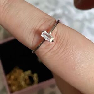 💎Dainty Solitaire Emerald Cut Cz Diamond Sterling Silver925 Petite Minimali…